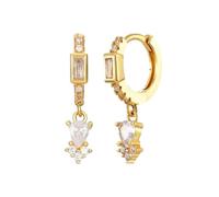 Zicnjodye 1pair Silver Color Ear Needle White Zircon Butterfly/Water Drop Hoop Earrings Drop Earrings For Women
