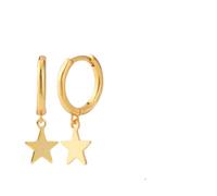 Zicnjodye 1pair Silver Color Needle Star Hoop Earrings For Women Five-pointed Star Moon White Zircon Pendant Gift