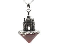 Zicnjodye 1pc Castle Stone Cone Pendant Metal Castle Accessories Necklace