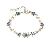 Zicnjodye 1pc Copper Inlaid With Colorful Five Petal Butterfly Bracelet For Women With Layered Branches And Leaves Of Flowers