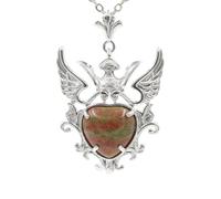 Zicnjodye 1pc Crown Wings Heart Shaped Stone Pendant Necklace