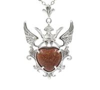 Zicnjodye 1pc Crown Wings Heart Shaped Stone Pendant Necklace