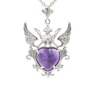 Zicnjodye 1pc Crown Wings Heart Shaped Stone Pendant Necklace