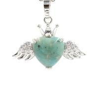 Zicnjodye 1pc Crown Wings Heart Shaped Stone Pendant Necklace For Women Men