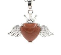 Zicnjodye 1pc Crown Wings Heart Shaped Stone Pendant Necklace For Women Men