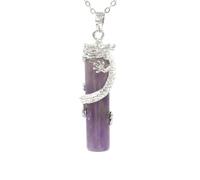 Zicnjodye 1pc Natural Round Stone Beads Drop Pendant Necklace Chain Opal Dragon Pendulum Necklace
