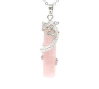 Zicnjodye 1pc Natural Round Stone Beads Drop Pendant Necklace Chain Opal Dragon Pendulum Necklace