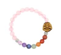 Zicnjodye 1pc Nature Round Bead 7 Stone Buddha Head Bracelet Ethnic Style Handmade Bracelet
