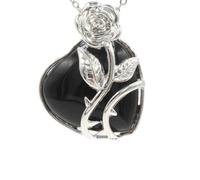 Zicnjodye 1pc Rose Heart Shaped Stone Pendant Necklace