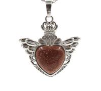 Zicnjodye 1pc Wings Heart Shaped Stone Pendant Necklace