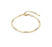 Zicnjodye Gold Plated Stainless Steel Bracelets For Women Adjustable Pearl Slide Square Rainbow Snake Chain Red Braided String Cubic Zirconia Gift For Birthday