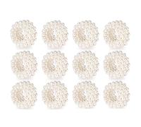 Zicojia 12 Pcs Pearl Napkin Ring Holders, Napkins Rings, White Pearl Wedding Napkin Buckle Table Decoration