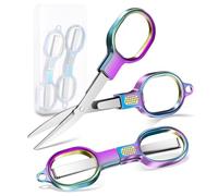 Zicolu Folding Travel Scissors 2 Pack, Safety TSA-Compliant and Small Portable with Case, Mini Foldable Stainless Steel Retractable Cutters, Pocket Craft Scissors for Home, Outdoor, Office