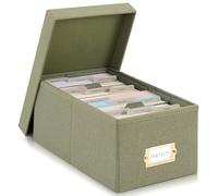 ZICOTO Decorative Photo Storage Box - Sturdy Linen Photo Organizer with Dividers is Perfect to Store Up to 850 Pictures and 4x6 Photos - Portable Scrapbook Storage Containers with Lid