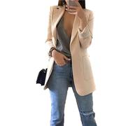 ZICUE Womens Fall Causal Blazers Suit Open Front Slim Fit Long Sleeve Lapel Collar Work Office Jackets Blazer with Pockets Apricot M