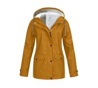 ZICUE Women's Running Windproof Rainproof Jacket Autumn And Winter Fashion Rushing Jacket Padded Hooded Jacket Khaki S