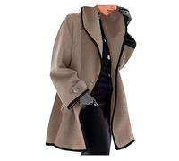 ZICUE Women's Winter Faux Wool Coats Single Breasted Lapel Collar Warm Jackets Midi Long Fashion Long Sleeve Coats Camel L