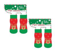 ZIDDAR 4pack Thickening Pet Socks Christmas Pattern Elasticity Dog Warm Essential Holiday Pet Apparel Indoor Outdoor Dog Wear
