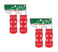 ZIDDAR 4pack Thickening Pet Socks Christmas Pattern Elasticity Dog Warm Essential Holiday Pet Apparel Indoor Outdoor Dog Wear