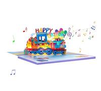 ZIDDAR Birthday Theme Rainbow Train Card For Women And Kids Musical Greeting Card With Envelope Handmade Blessing Card