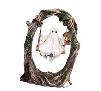 ZIDDAR Ghosty On A Tree Swing Resin Ghosty Figurines Garden Decors Halloween Decorations For Desktop Bookshelf Garden Lawns Swinging Shadows