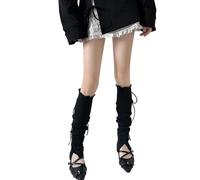 ZIDDAR Lace Up Leg Warmers For Women Girls Lolitas Leg Warmer Knitted Long Socks Harajukus Leg Covers Middle Tube Stockings