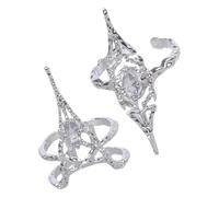 ZIDDAR Set of 2 Unique Hollow Finger Tip Bone Rings Fashion Joint Open Comfortable Holllow Rhinestones Accessories Finger Tip Bone Rings