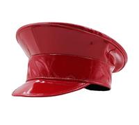 ZIDDAR Shimmering PU Leather Marine Hat For Women Cosplay Party Flat Top Captain Caps For Stage Show Bachelorettes Party Street Photography Hat