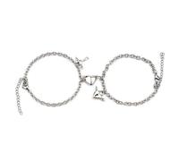 zidiau 1 Pair Couple Bracelet Adjustable Size Heart Magnetic Suction Design Bracelet Heart-shaped Matching Wristband