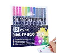 zidiau 100 QUESTs Coloring Book by Number - 4 Books with Squares Triangles Hexagons Circles, Water-Based Double-Headed Quick-Drying Watercolor Pen Set Art Coloring Calligraphy Painting (12 Colors)