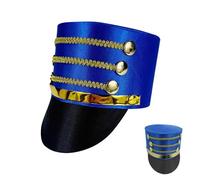 zidiau Adult Nutcracker Hat - Nutcracker Soldier's Cap with Golden Button, Honour Guard Cap & Marching Band CAP for Halloween Costume Hat, Adult Cosplay Performance Gathering Stage Show (Blue)