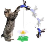 zidiau Indoor Interactive Electric Rotating Hummingbird Cat Toy 360° Teaser Toy for Cats Battery Powered Bird Color Random