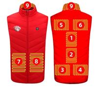 zidiau Unisex Heated Vest USB-Charging Warmth Vest - 9 Heating Zones Electric Heated Waistcoat Lightweight Windproof Outdoor Skiing Body Warmer for Men Women (Red, L)