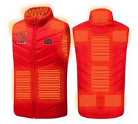zidiau Unisex Heated Vest USB-Charging Warmth Vest Outdoor Skiing Heated Waistcoat - Windproof Waterproof Thermal Body Warmer with 11 Heating Zones 3 Temperature Settings (Red, M)