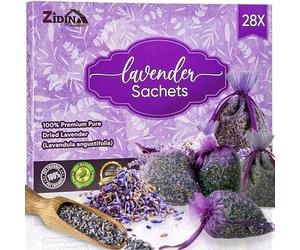 ZIDINA Lavender Bags for Wardrobes 28 Pack - Dried Lavender Sachets for Freshness - Natural Wardrobe Fresheners & Moth Repellent for Drawers, Cabinets, Clothes, Linens, Storage- Scented Drawer Sachets