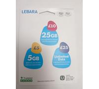 ZIDIOR Lebara Pay As You Go SIM Card 3-in-1, Prepaid Plans from £5 to £25, 5GB, 25GB or Unlimited Data, UK Minutes & Texts and 100 International Minutes, 4G/5G Ready