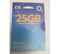 ZIDIOR O2 Pay As You Go SIM Card, £15 Bundle Includes 25GB Data, Unlimited UK Minutes & Texts, EU Roaming Up to 25GB, International Minutes to 42 Countries, 30-Day Plan