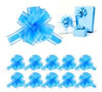 Zidoley 10Pcs Gift Bows for Gift Wrapping, 6 Inch Large Big Bows for Presents Wrapping, Christmas Bows Gift Wrapping, Pull Ribbon Bows Decor for Wedding Valentine Birthdays Christmas (Blue Bows)