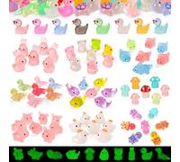 Zidoley 150 Pcs Mini Resin Animals, 10 Styles Mini Little Small Plastic Animals, Luminous Tiny Figures Miniature Resin Animal Mixed for Aquarium Decor