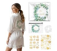 Zidoley Bride To Be Gifts Set, 5pcs Bride Gift Set With Lace Bride Robe, Hair Scrunchie, Makeup Bag, Temporary Tattoos, Wedding Gifts, Bridal Shower Gifts, Bachelorette Party Presents