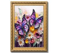 Zidoley Butterfly Stamped Cross Stitch Kits, Cross Stitch Ornament Kits for Adults Beginners, Counted Embroidery 14 CT Needlework Stitching Sewing Kit Home Wall Art Decor 12x16 Inch