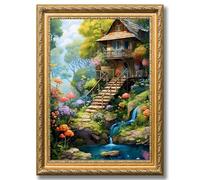 Zidoley Cabin Stamped Cross Stitch Kits, Cross Stitch Ornament Kits for Adults Beginners, Counted Embroidery 14 CT Needlework Stitching Sewing Kit Home Wall Art Decor 12x16 Inch