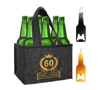 Zidoley Gift 50th Birthday Man, Men's Handbag Beer Bottle Bag with 2 Bottle Openers for 6 Beer Bottles, Black Felt Handbag, Gift 60th birthday