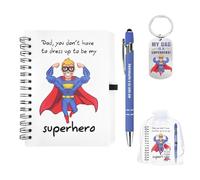 Zidoley Gift For Dad, Best Fathers Day Gift From Son Daughter 3Pcs, Dad Keyring, A6 Spiral Notebook, Pen, Father's Day, Thanksgiving, Birthday, Christmas Presents For Daddy, Papa Gifts