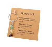 Zidoley Good Luck Gifts for Women, Greeting Card and Stone Keychain, Exams Gift for Students Friends Coworkers, Inspirational Present for New Job, Driving Test, Graduation, Interview (Good Luck)