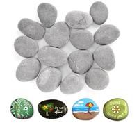 Zidoley Pack of 15 Flat Stones for Painting, 3-5 cm Flat Pebbles for Crafts, Smooth Natural Stone, Decorative Stones, Natural River Stone for Decoration, Flower Pots, Garden, Aquarium Decoration