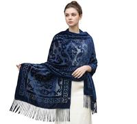 Zidoley Pashmina Shawls and Wraps for Bride - Soft & Elegant Bridal Shawl, Lightweight Wedding Wrap for Ceremony, Evening Party & Formal Events, Perfect for Bride, Bridesmaids & Wedding (Navy blue)