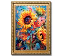 Zidoley Sunflower Stamped Cross Stitch Kits, Cross Stitch Ornament Kits for Adults Beginners, Counted Embroidery 14 CT Needlework Stitching Sewing Kit Home Wall Art Decor 12x16 Inch