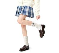 Zidoley Women’s Ribbed Knit Leg Warmers with Bow & Heart Charm - Soft Warm Ankle Warmers for Ladies, Ballet, Dance, Y2K Fashion - White/Black High Leg Warmer Socks (White)