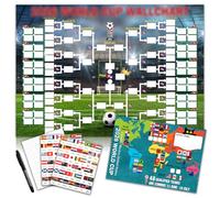 Zidoley World Football Schedule Poster, Includes 48 Teams Group Stage and Knockout Final Track All Matches Showcase Chart, 23.62" x16.53 Football Cup Posters, Great Gifts for Soccer Fans